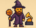 Pixel Art Mage with Basketball & Grammy Trophy - Digital Collectible