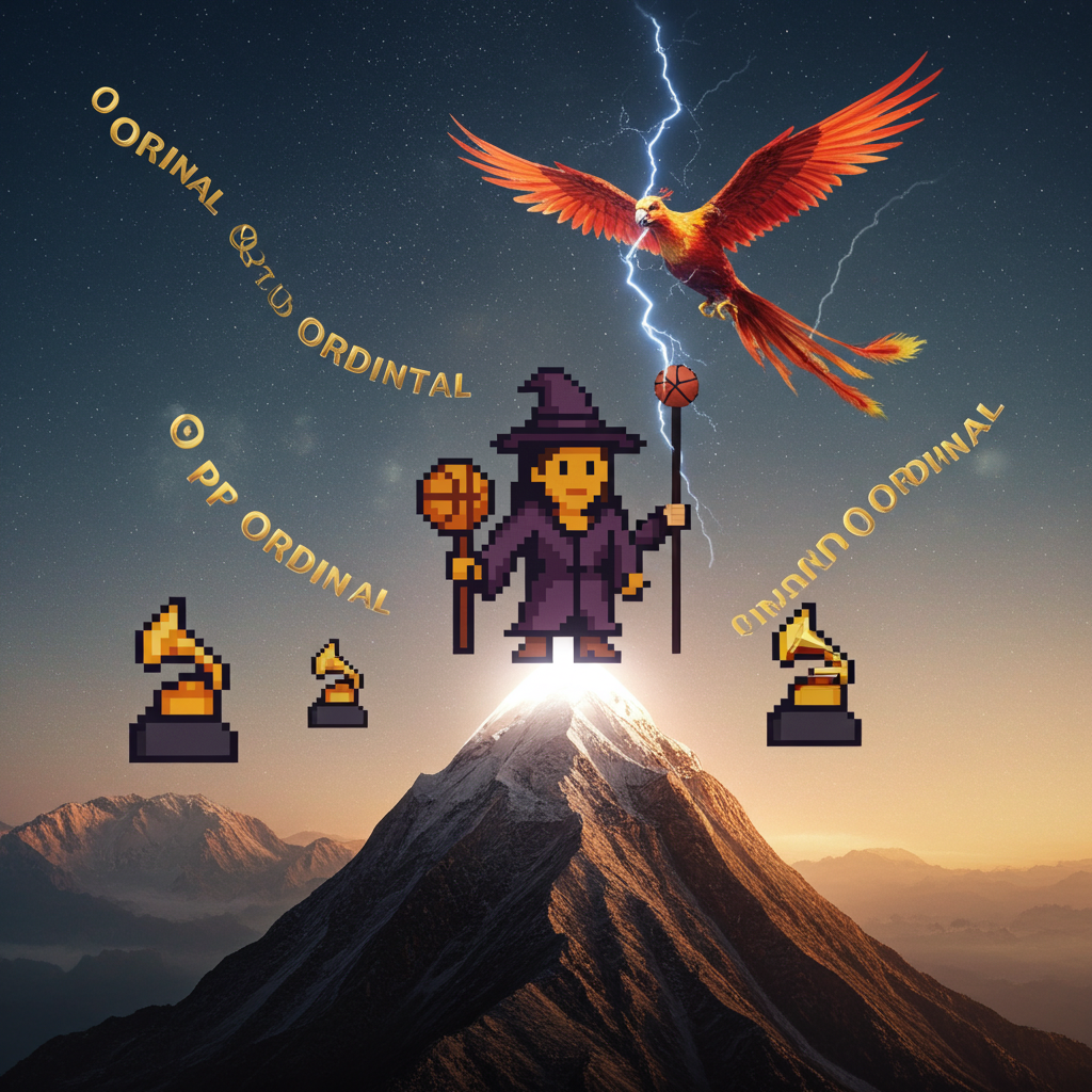 Wizard Mage with Basketball Staff & Grammy Trophy - Pixel Art NFT